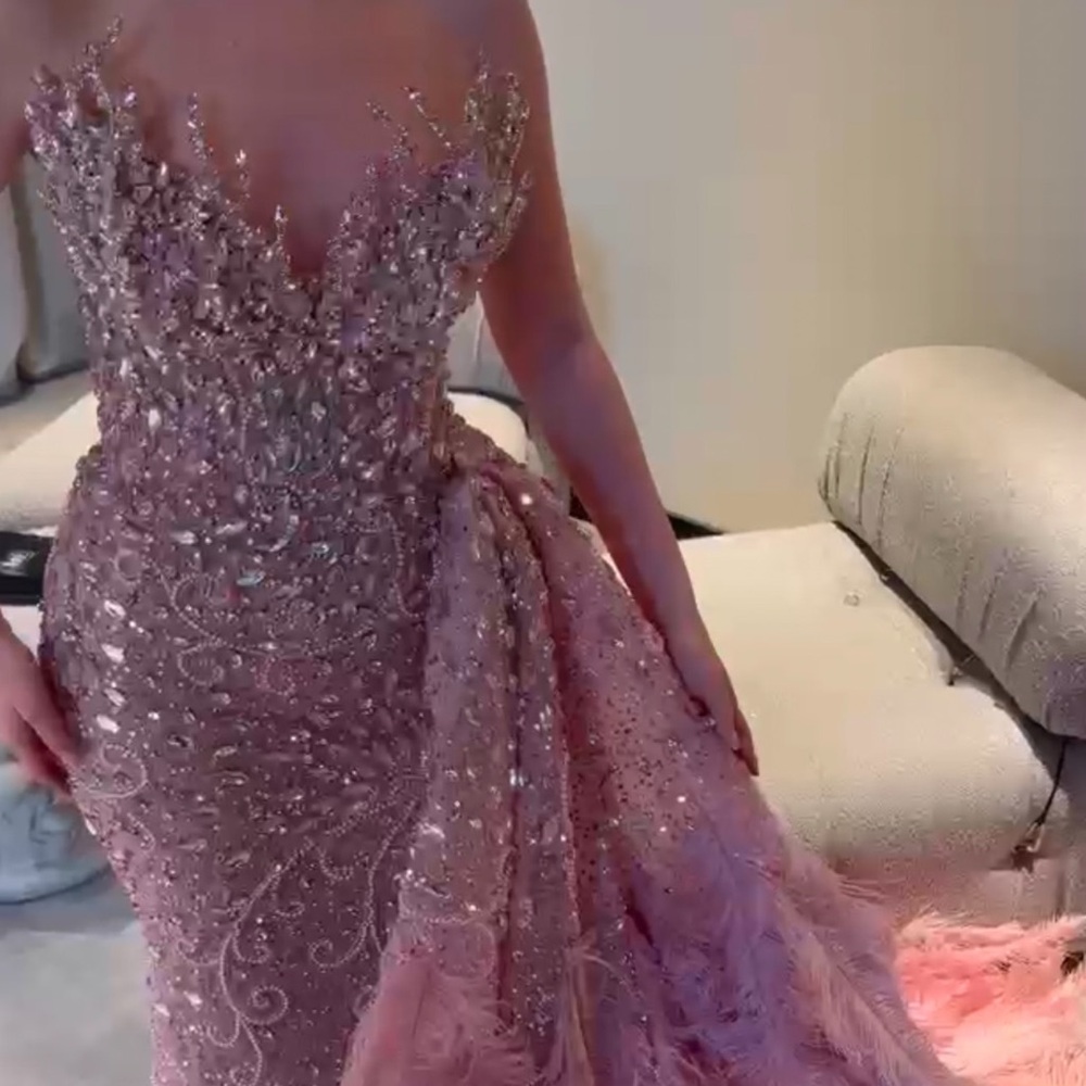 Beautiful Couture Dress in pink small with corset back